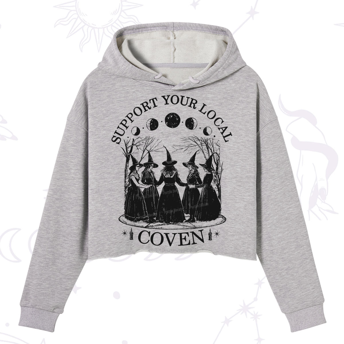 Purplehecate Support Your Local Coven Crop Hoodie