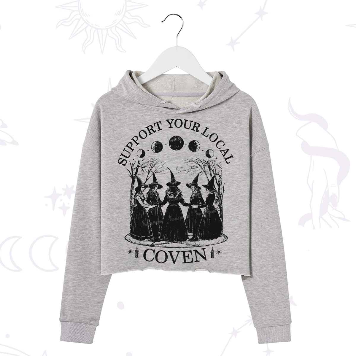 Purplehecate Support Your Local Coven Crop Hoodie