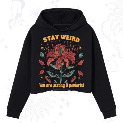 Purplehecate Stay Weird Floral Crop Hoodie