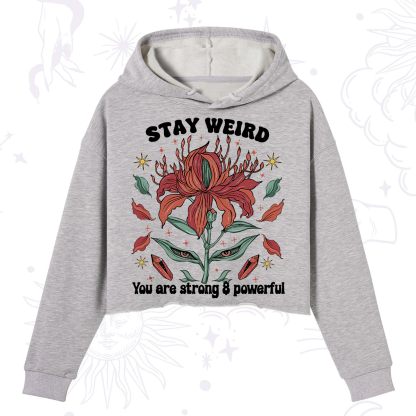 Purplehecate Stay Weird Floral Crop Hoodie