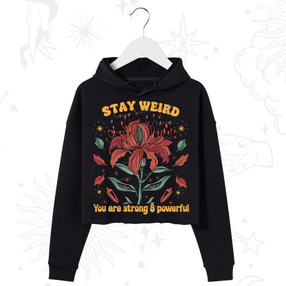 Purplehecate Stay Weird Floral Crop Hoodie