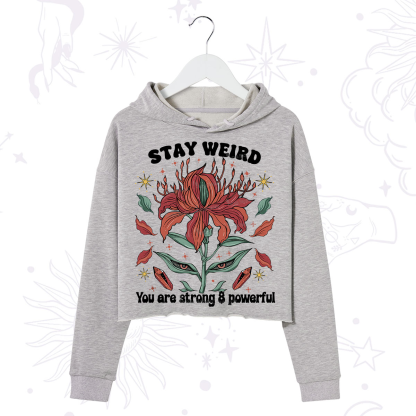 Purplehecate Stay Weird Floral Crop Hoodie