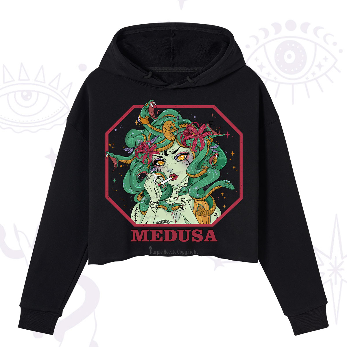 Purplehecate The Greek Goddess Medusa Crop Hoodie