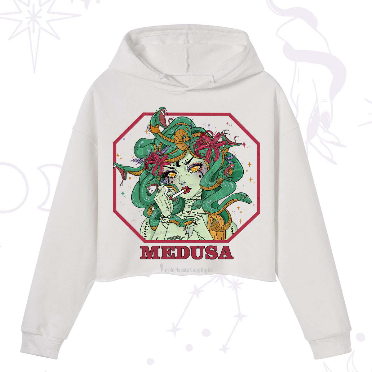 Purplehecate The Greek Goddess Medusa Crop Hoodie