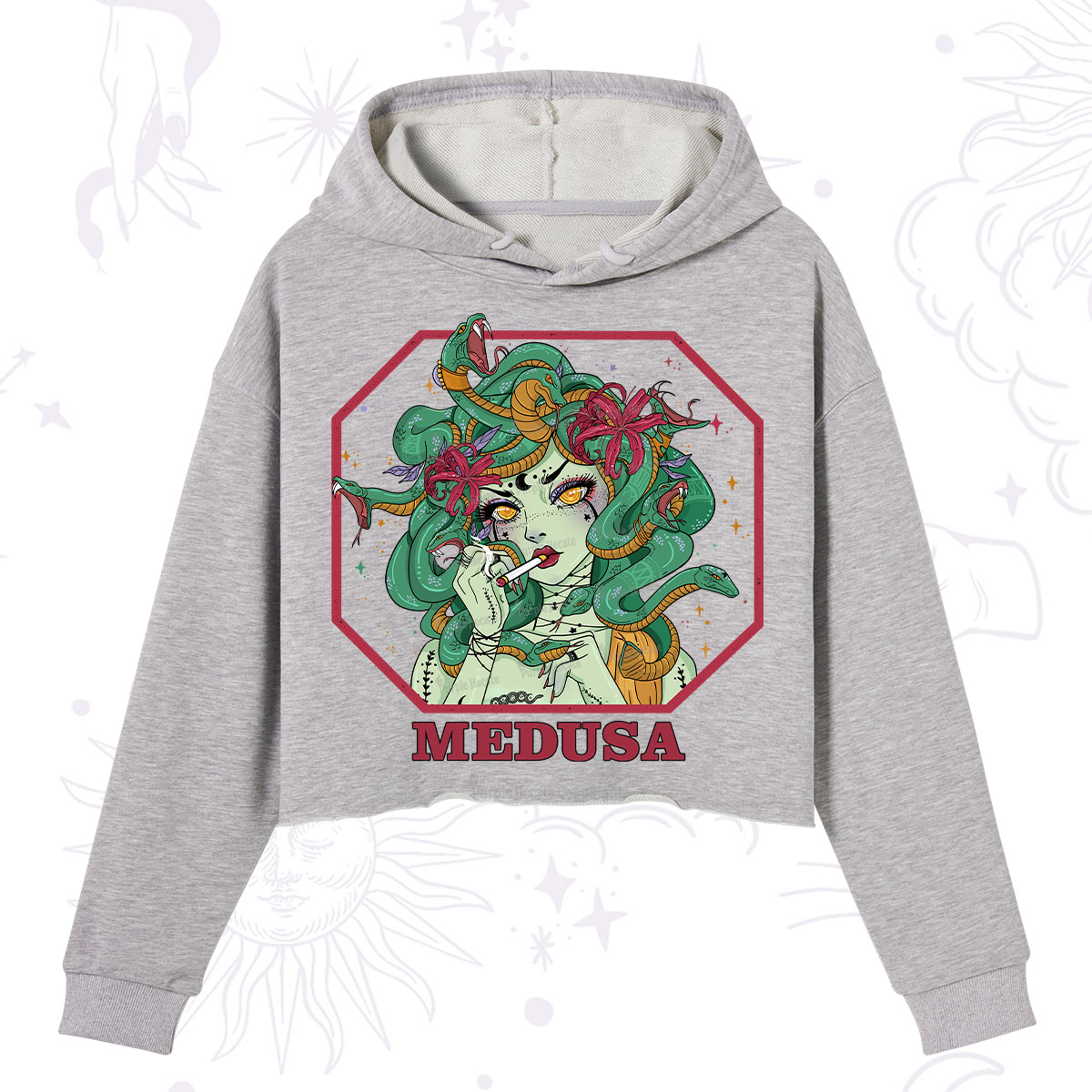 Purplehecate The Greek Goddess Medusa Crop Hoodie
