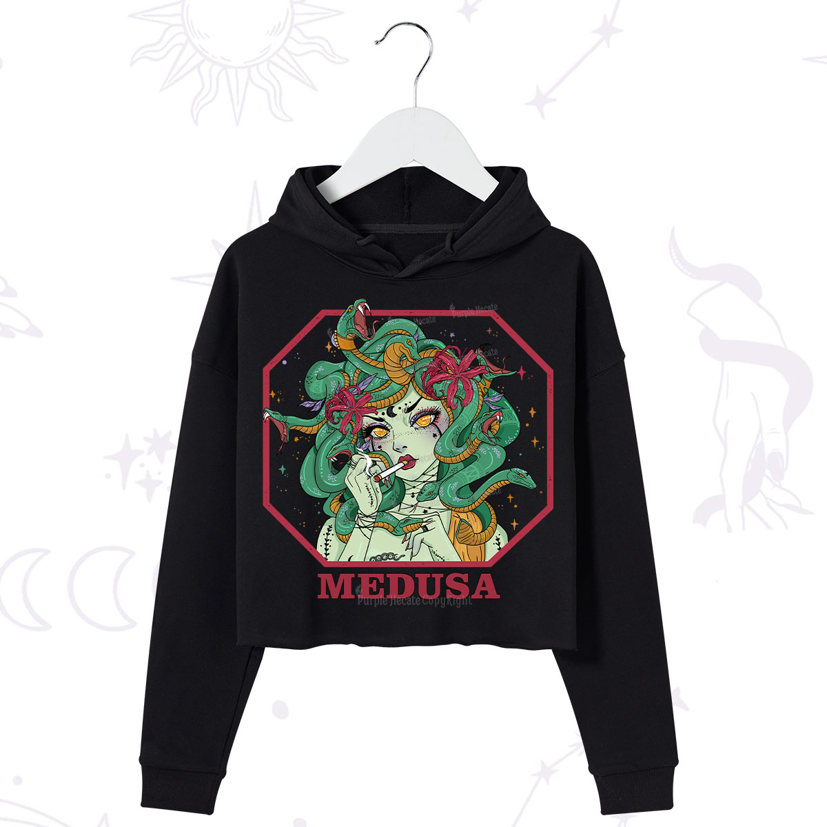 Purplehecate The Greek Goddess Medusa Crop Hoodie