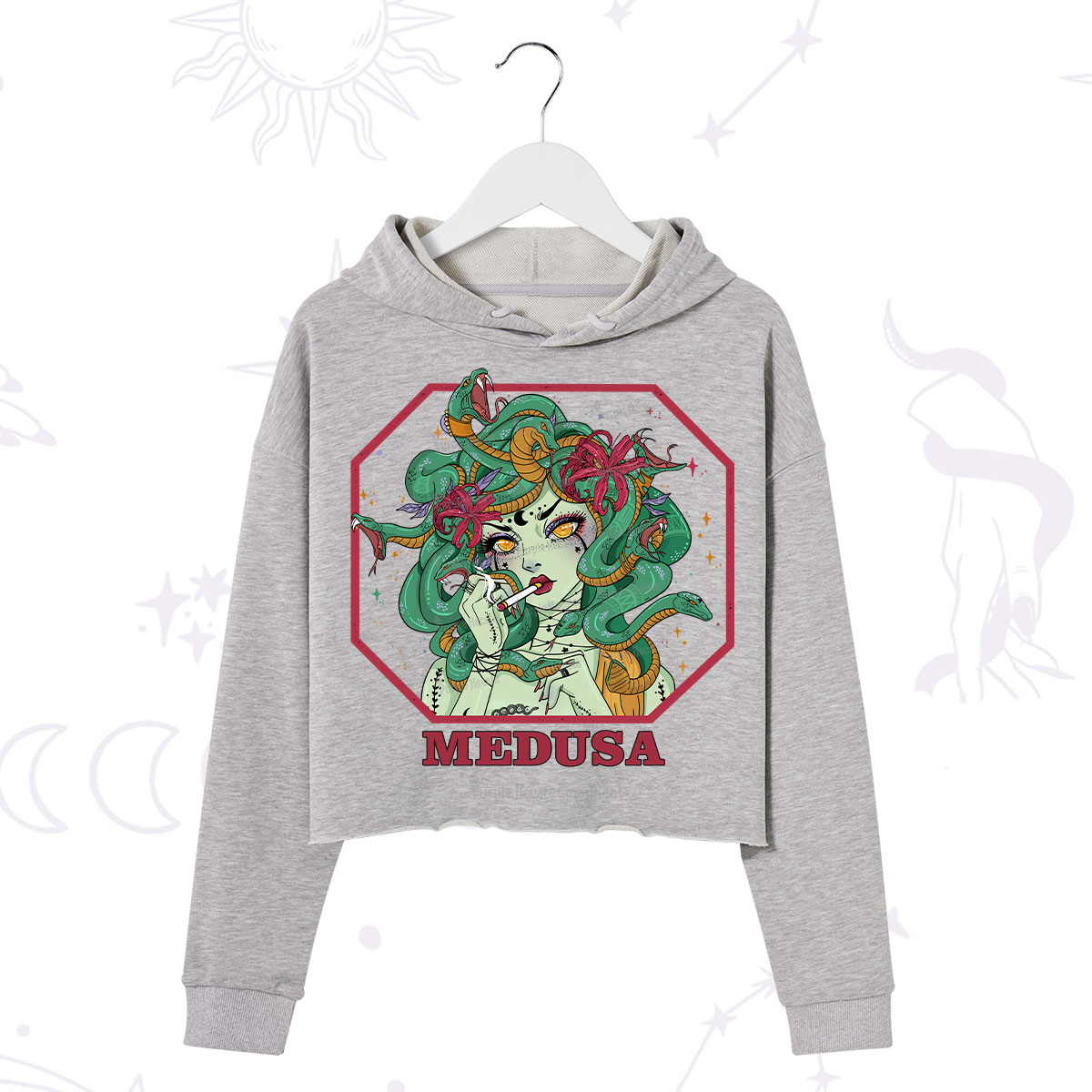 Purplehecate The Greek Goddess Medusa Crop Hoodie