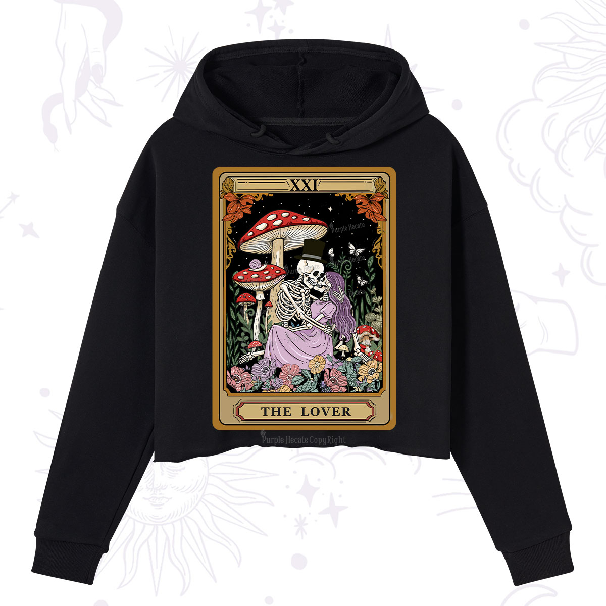 Purplehecate The Vintage Lover Tarot Crop Hoodie