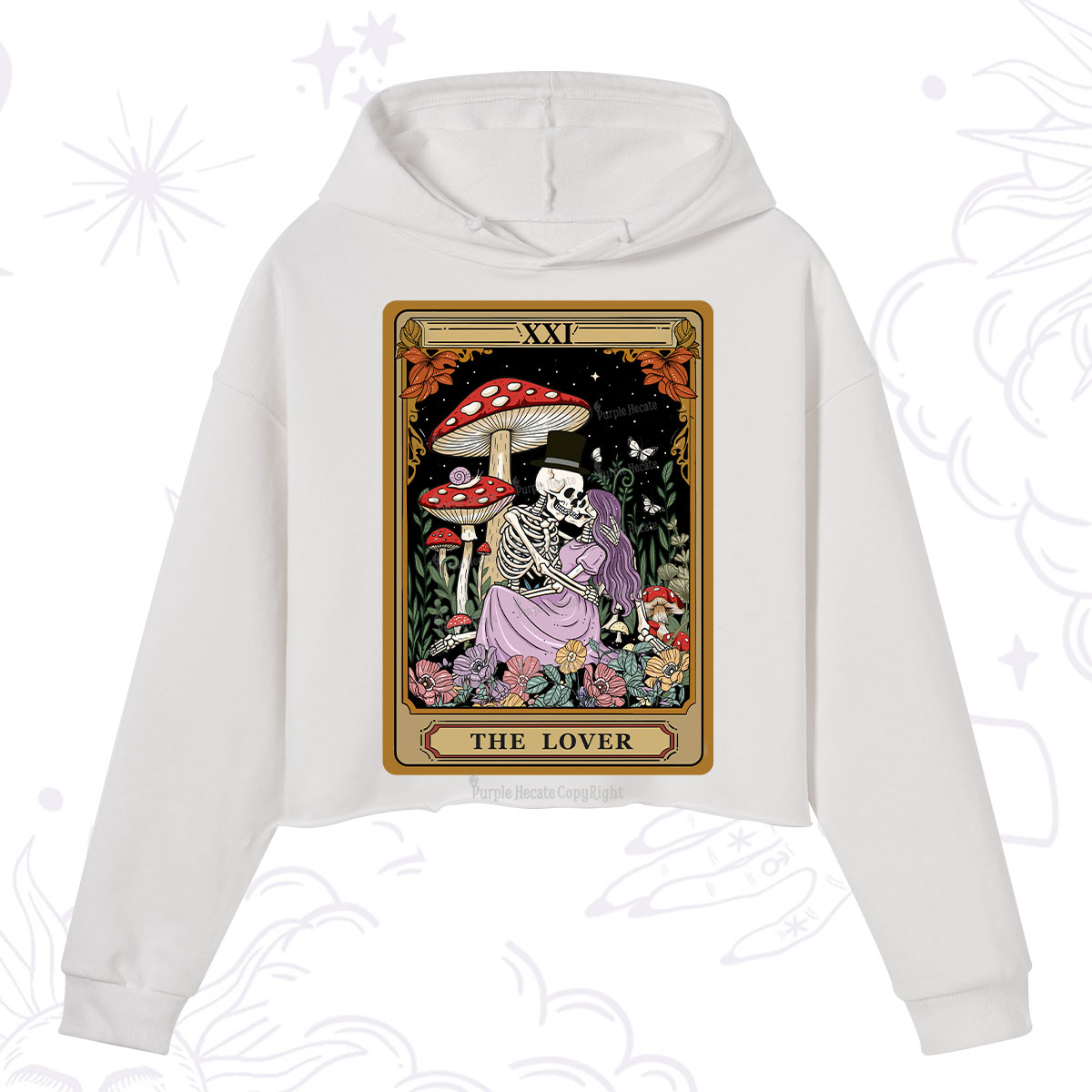 Purplehecate The Vintage Lover Tarot Crop Hoodie