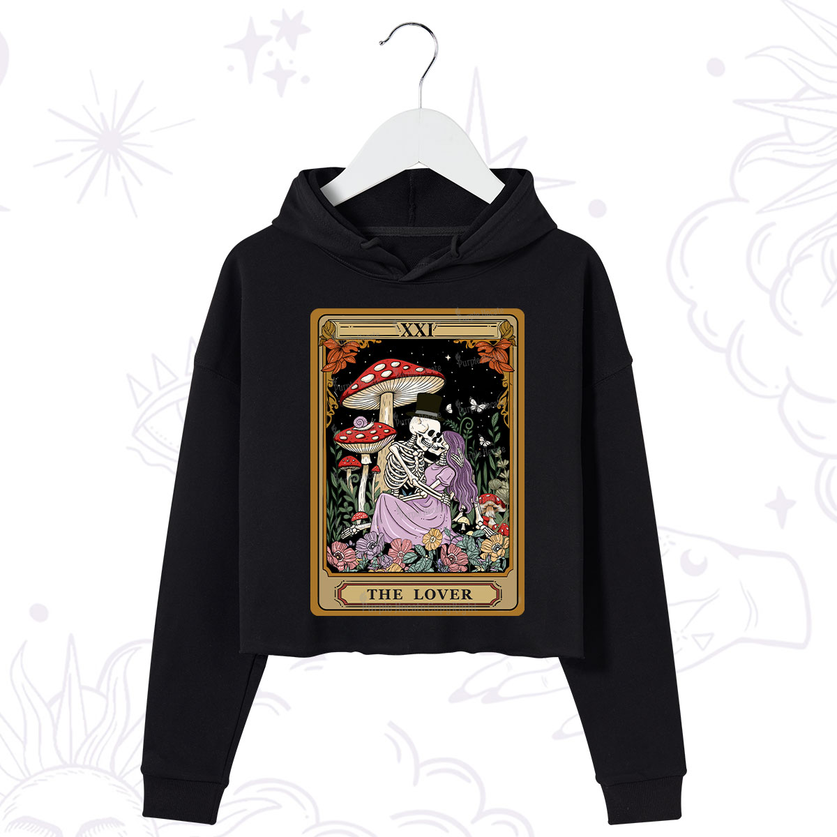 Purplehecate The Vintage Lover Tarot Crop Hoodie