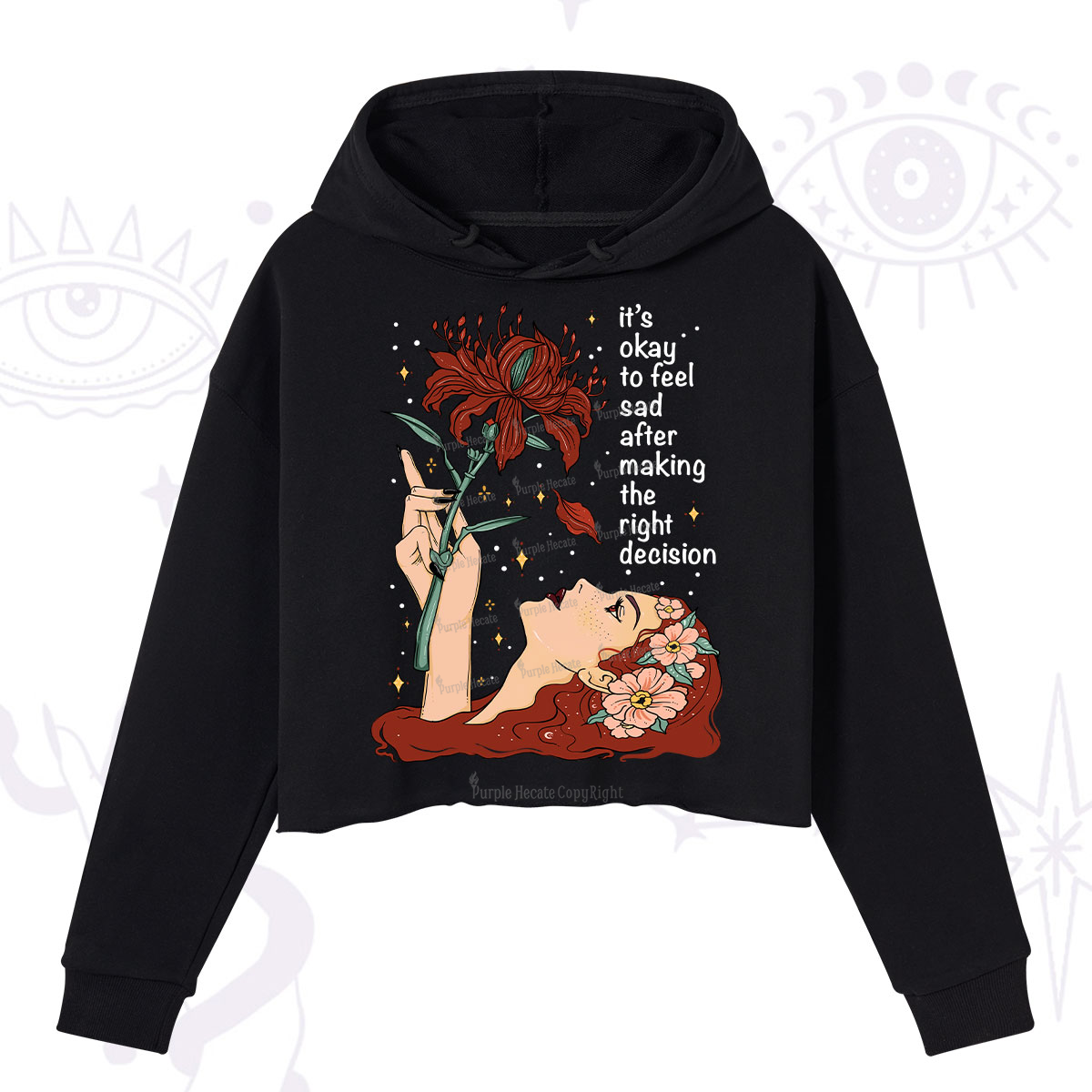 Purplehecate It's Okay To Feel Sad After Making The Right Decision Crop Hoodie