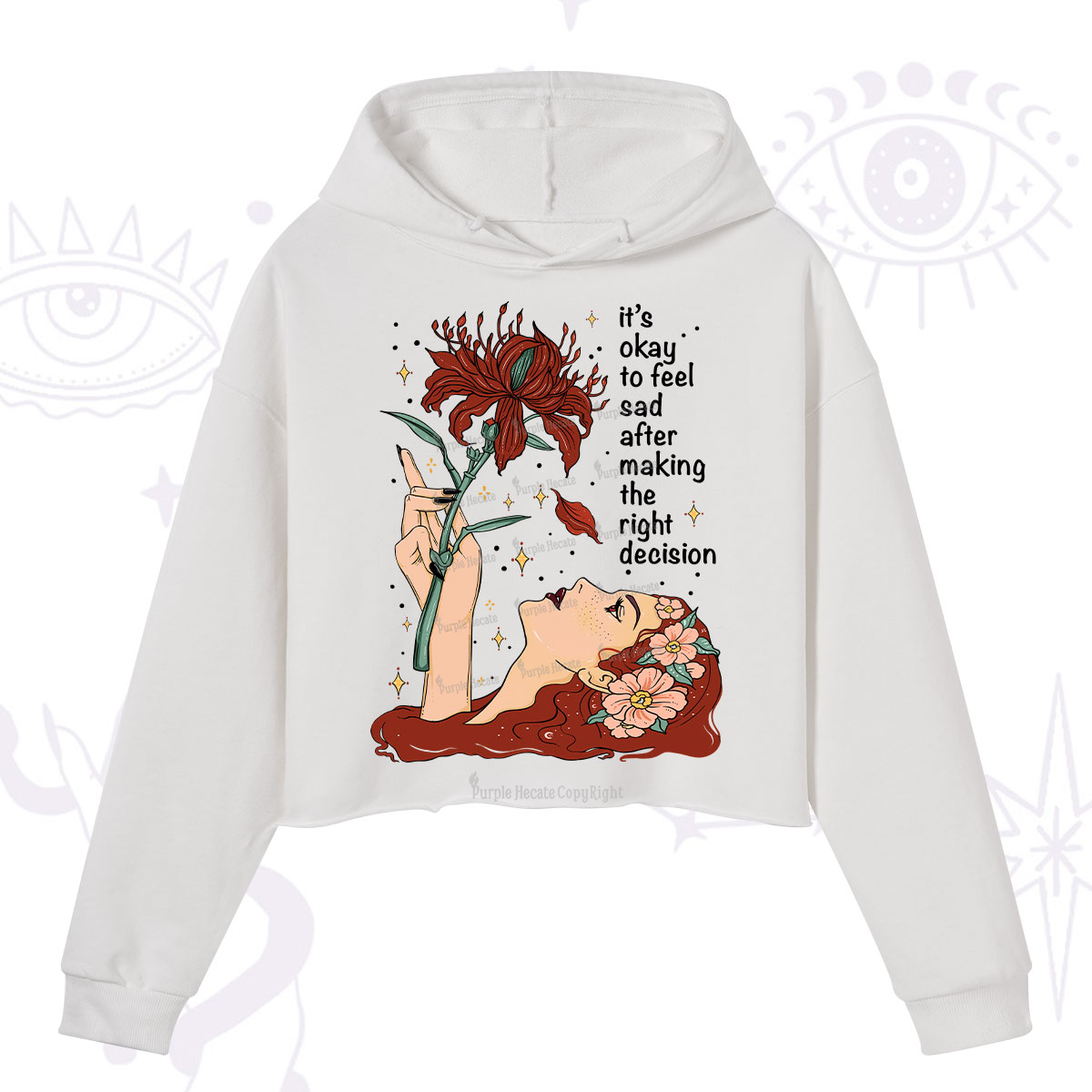Purplehecate It's Okay To Feel Sad After Making The Right Decision Crop Hoodie