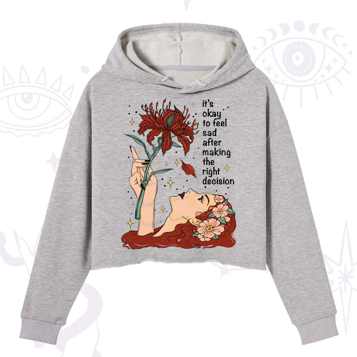 Purplehecate It's Okay To Feel Sad After Making The Right Decision Crop Hoodie