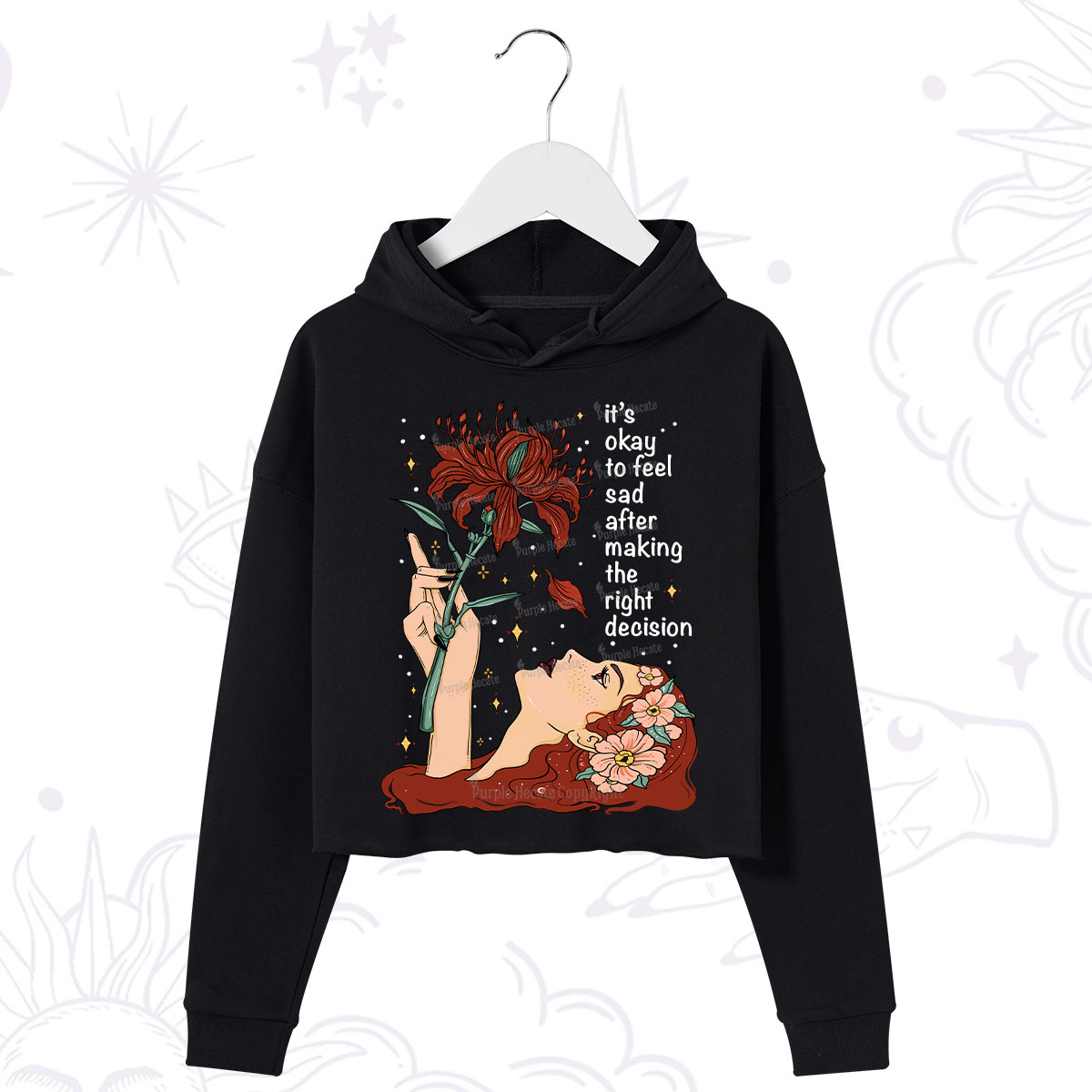 Purplehecate It's Okay To Feel Sad After Making The Right Decision Crop Hoodie