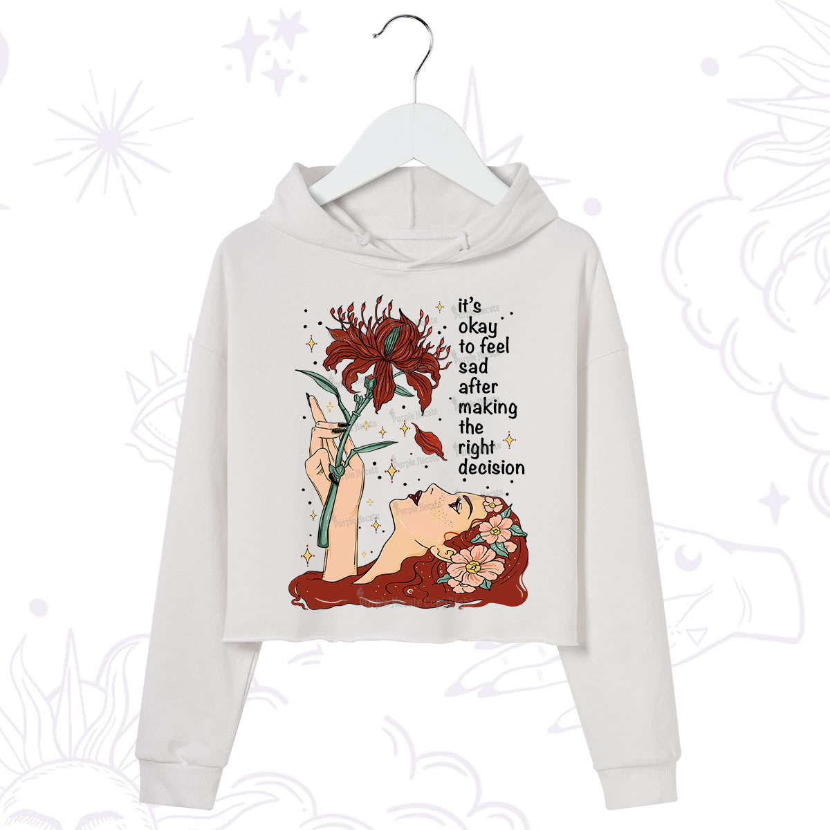 Purplehecate It's Okay To Feel Sad After Making The Right Decision Crop Hoodie