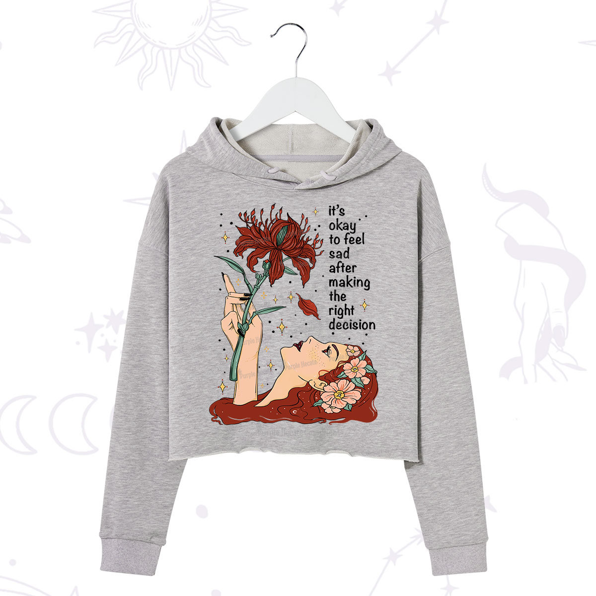 Purplehecate It's Okay To Feel Sad After Making The Right Decision Crop Hoodie