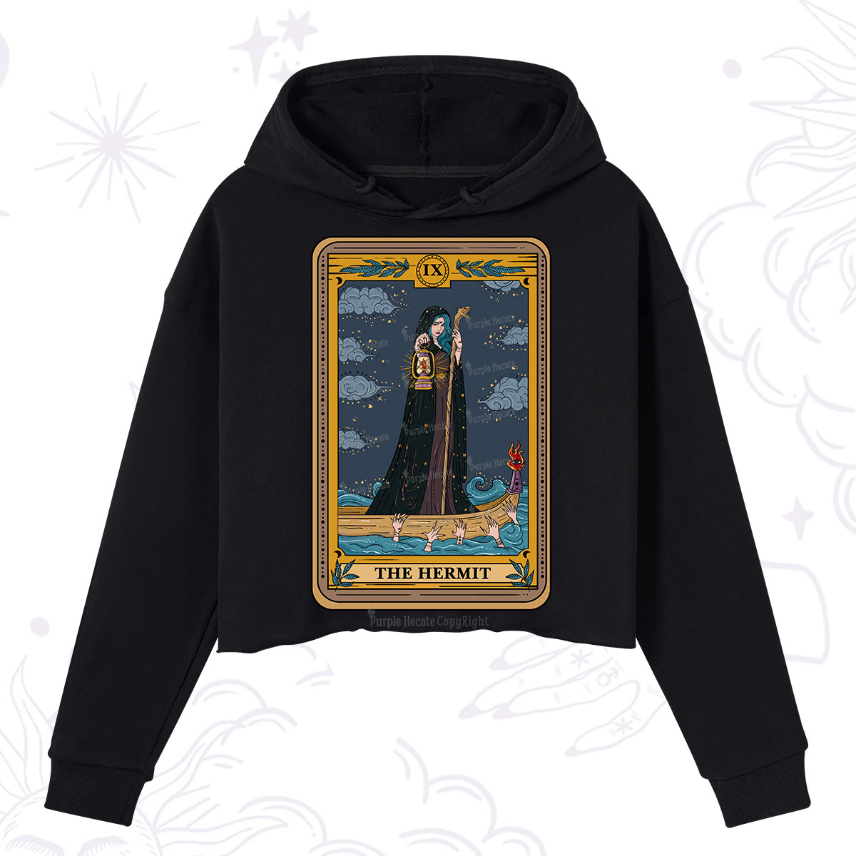 Purplehecate The Hermit Goddess Tarot Crop Hoodie