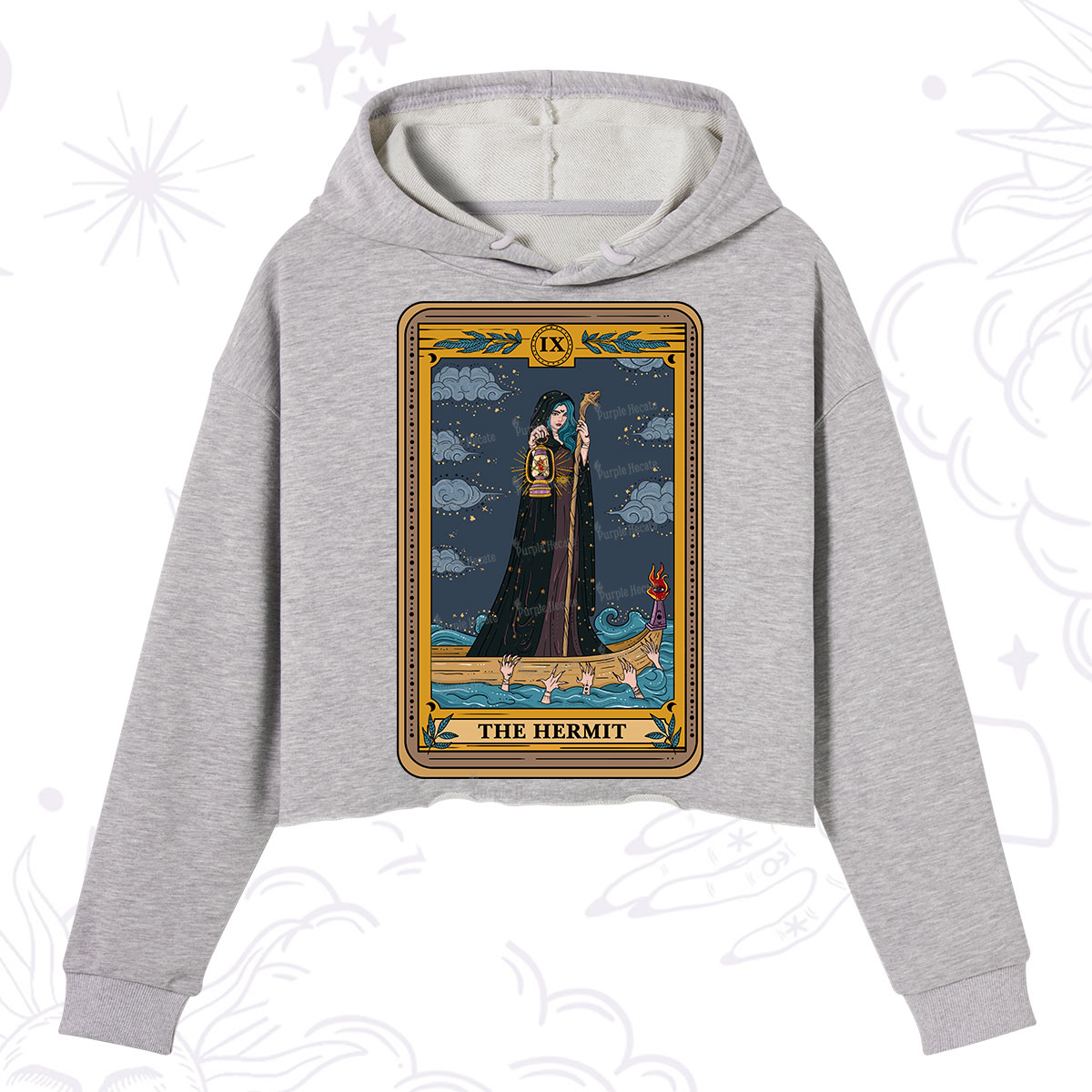 Purplehecate The Hermit Goddess Tarot Crop Hoodie