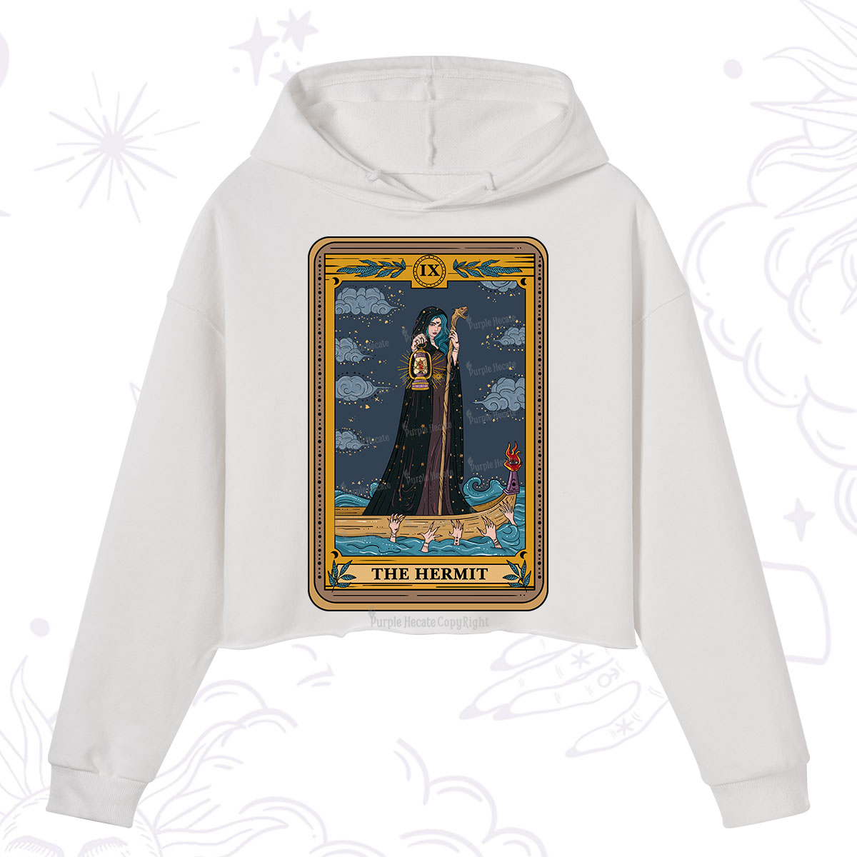 Purplehecate The Hermit Goddess Tarot Crop Hoodie