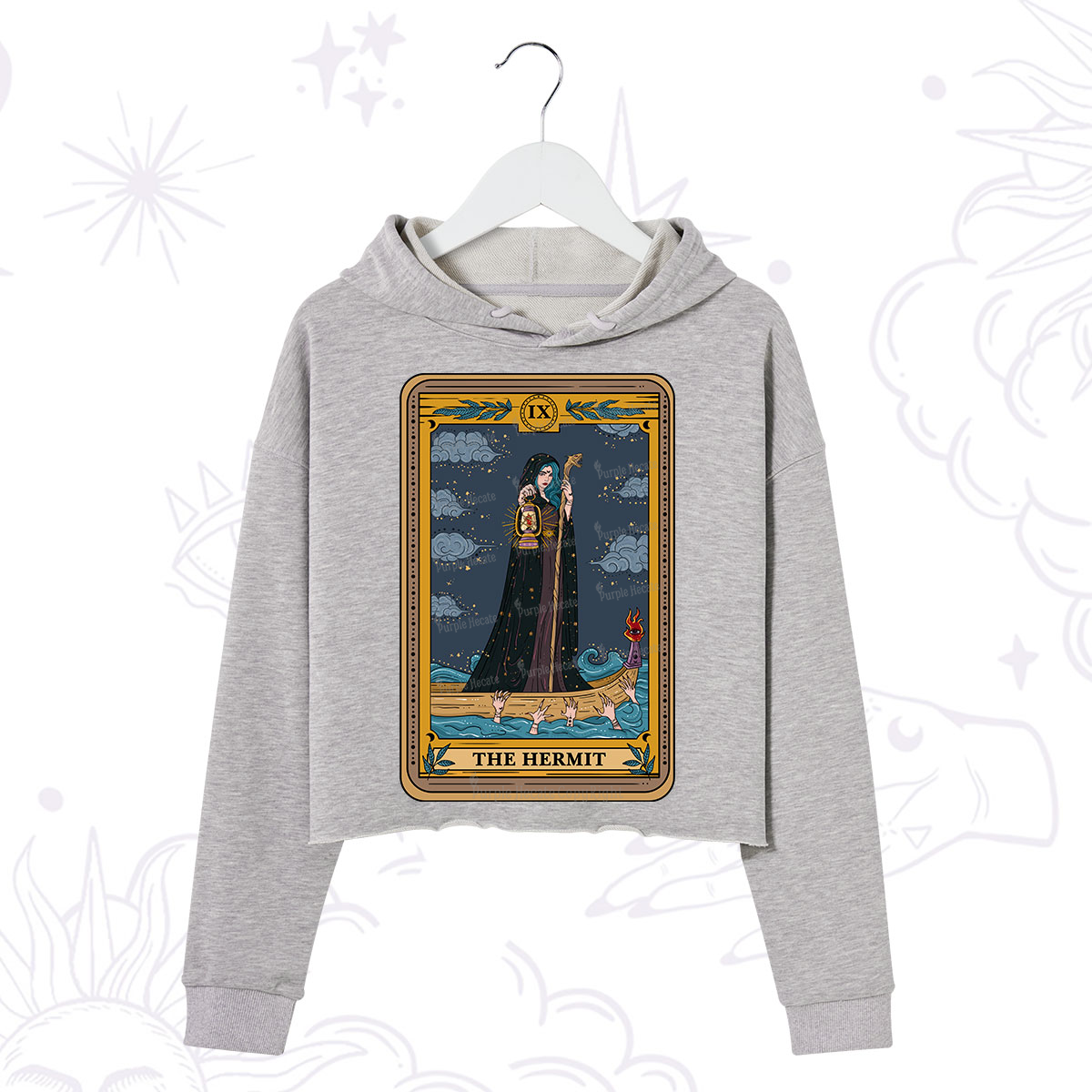 Purplehecate The Hermit Goddess Tarot Crop Hoodie