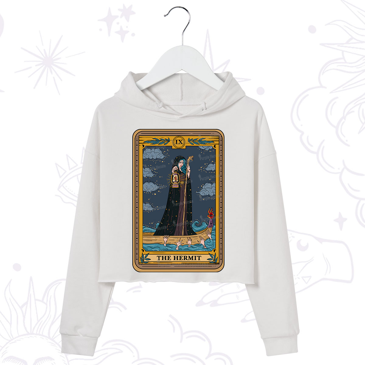 Purplehecate The Hermit Goddess Tarot Crop Hoodie