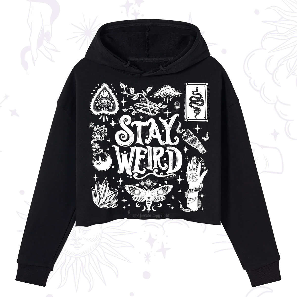 Purplehecate Stay Weird and Witchy Crop Hoodie