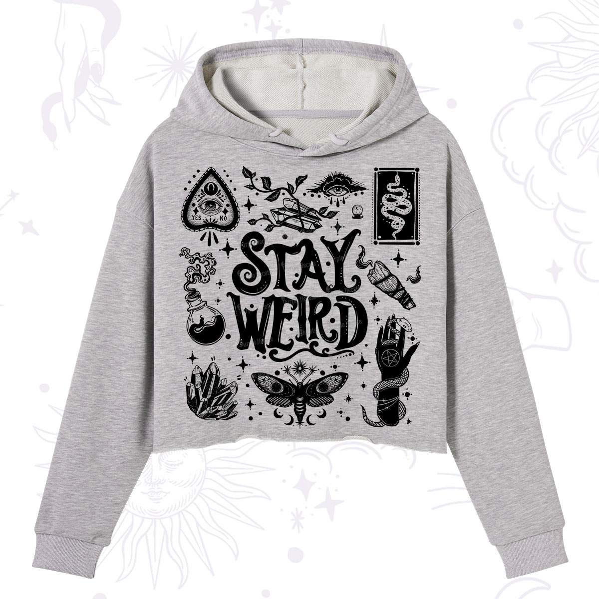 Purplehecate Stay Weird and Witchy Crop Hoodie
