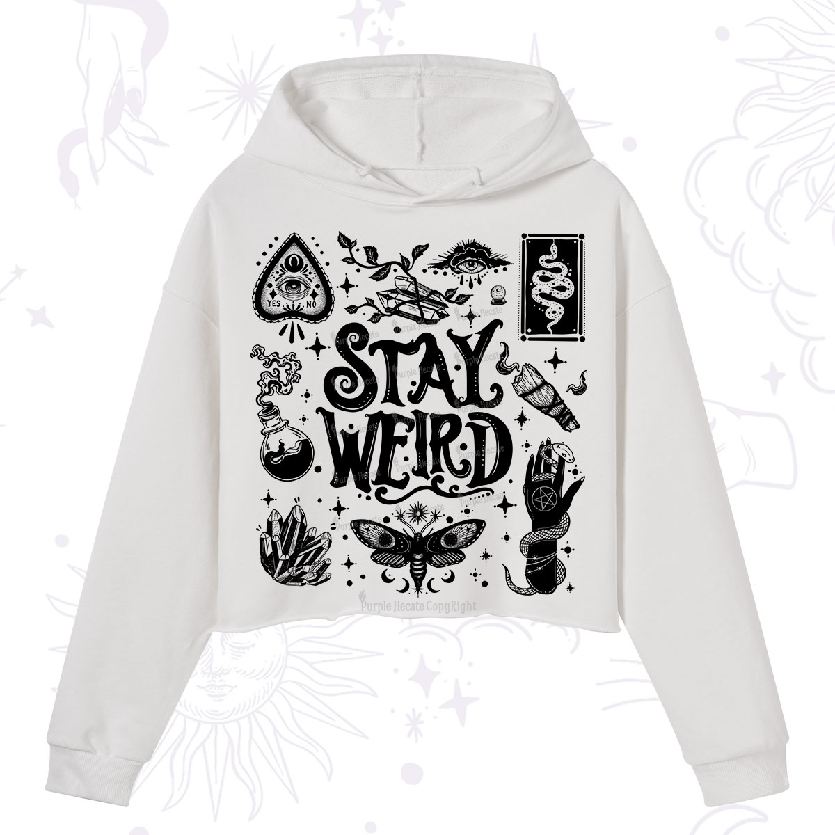 Purplehecate Stay Weird and Witchy Crop Hoodie