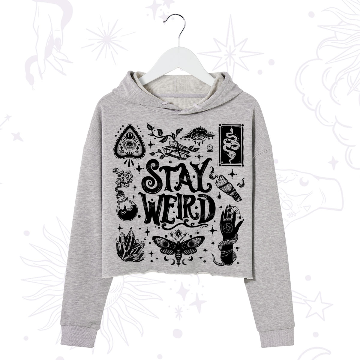 Purplehecate Stay Weird and Witchy Crop Hoodie