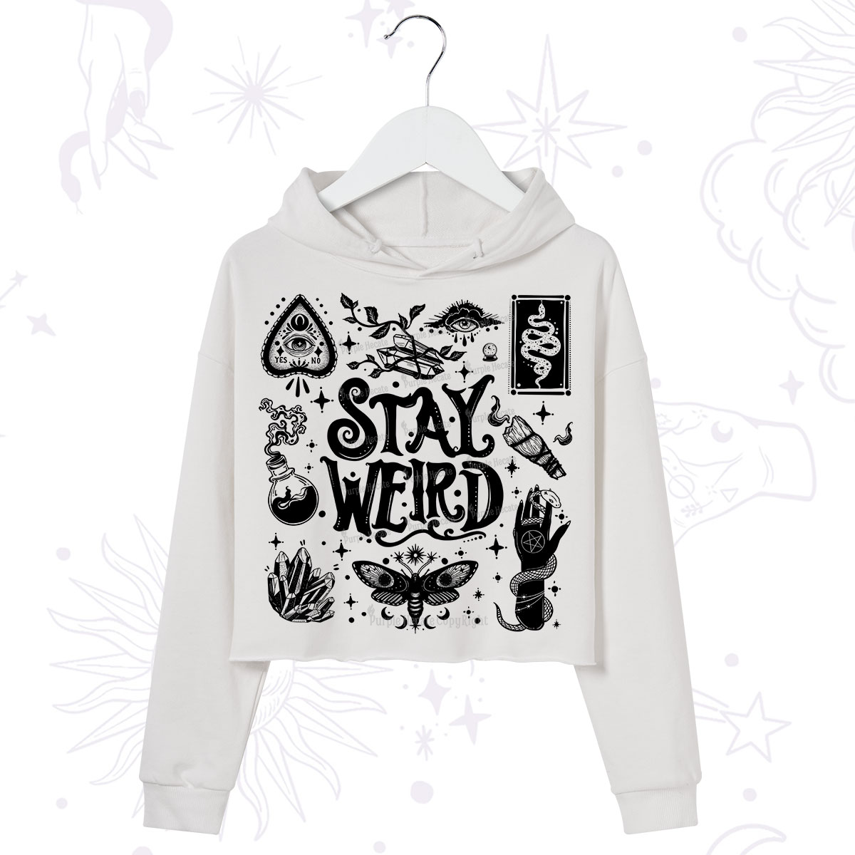 Purplehecate Stay Weird and Witchy Crop Hoodie
