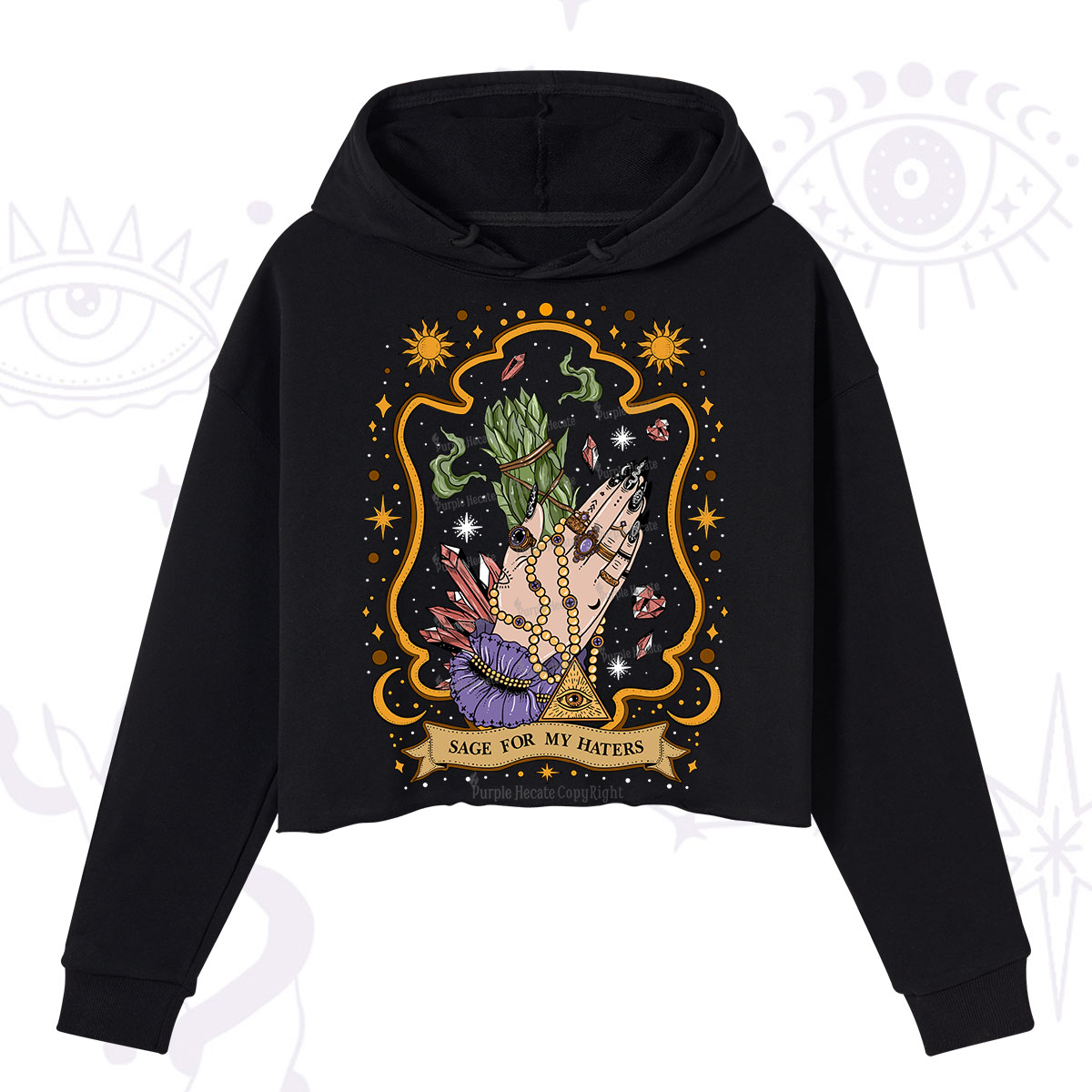Purplehecate Sage For My Haters Crop Hoodie