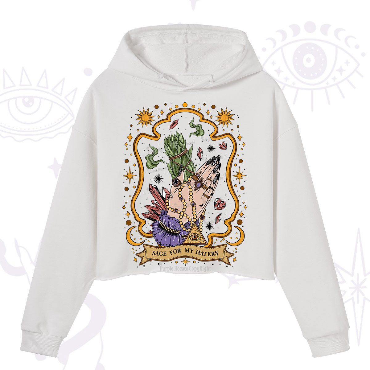 Purplehecate Sage For My Haters Crop Hoodie