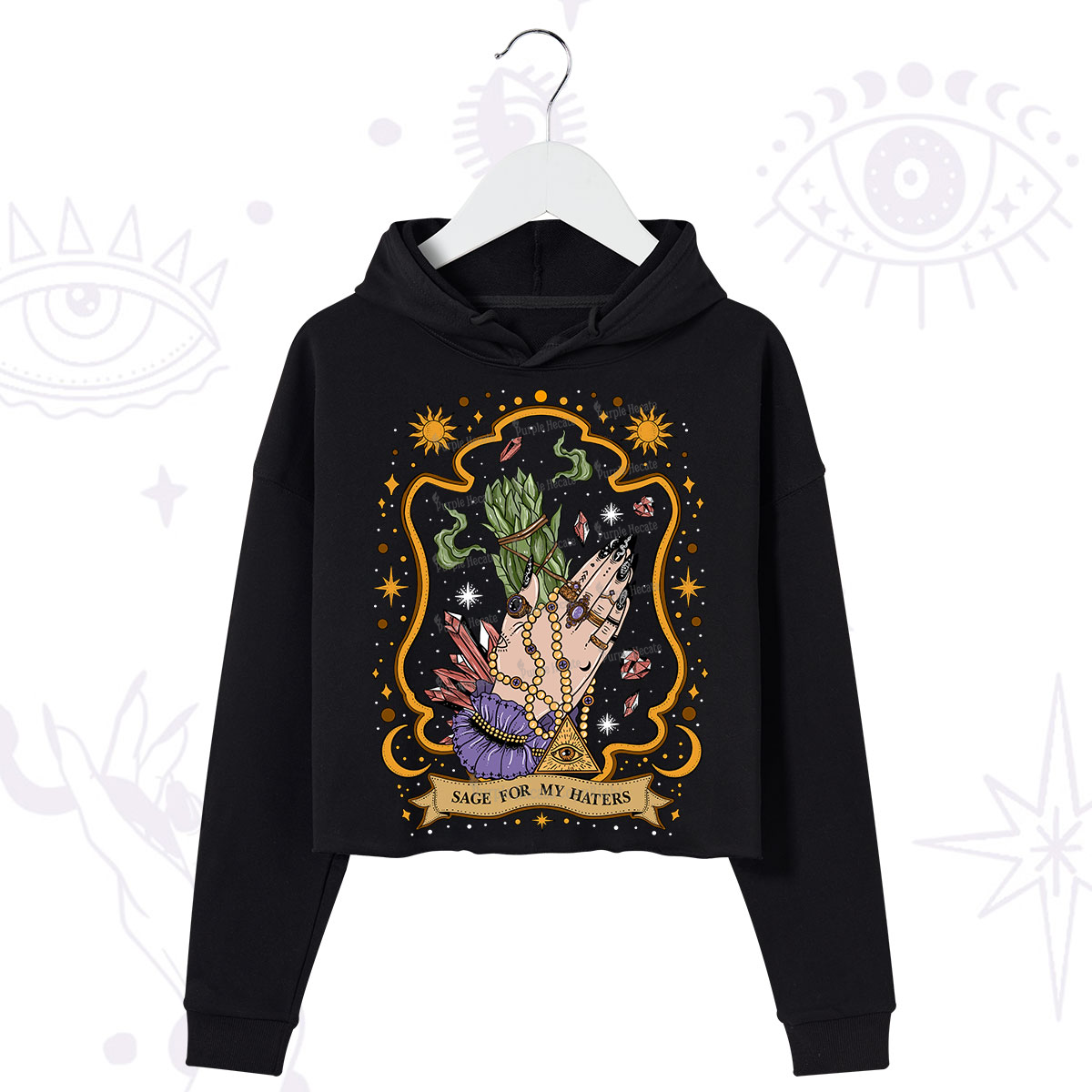 Purplehecate Sage For My Haters Crop Hoodie