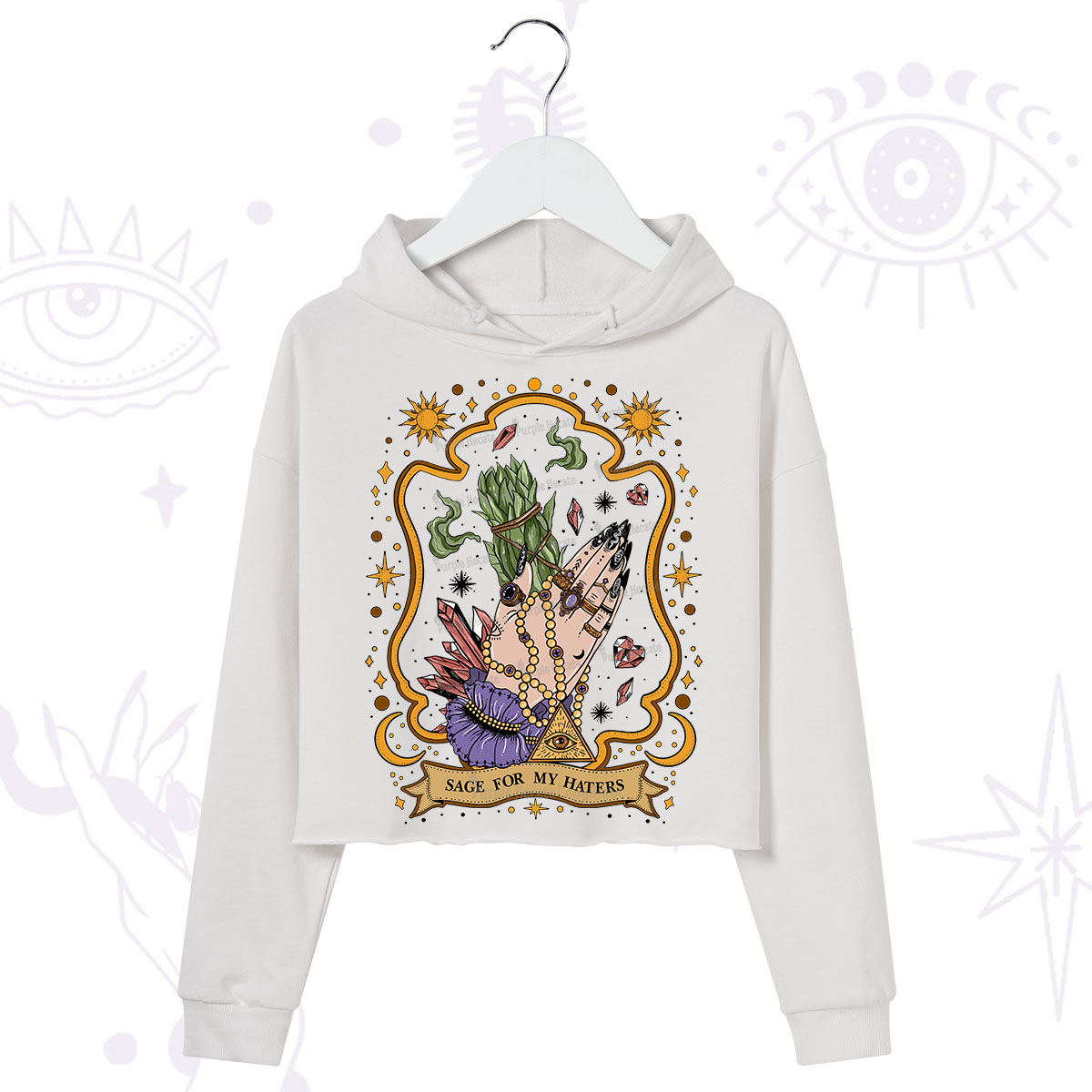 Purplehecate Sage For My Haters Crop Hoodie