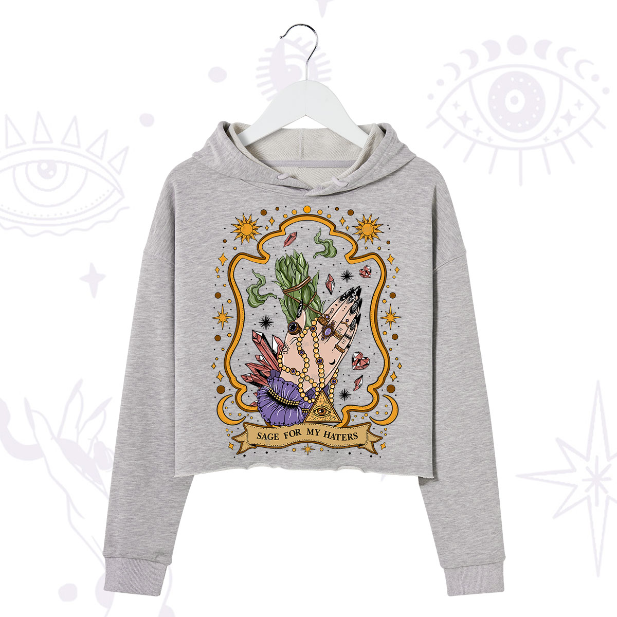 Purplehecate Sage For My Haters Crop Hoodie