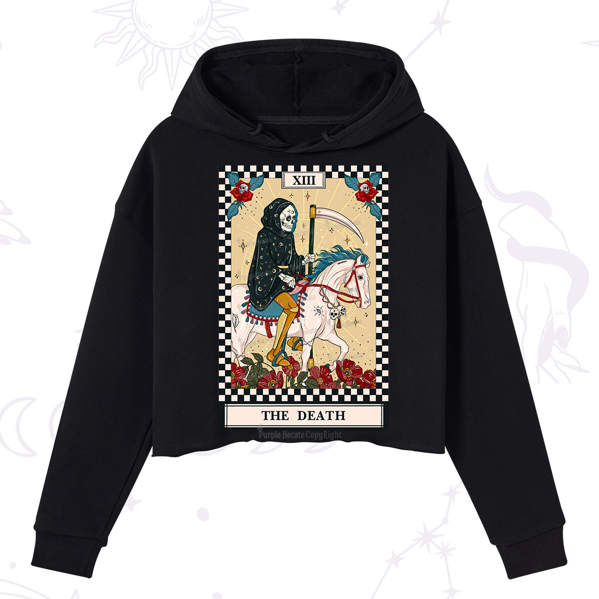 Purplehecate The Death Tarot Skeleton Crop Hoodie