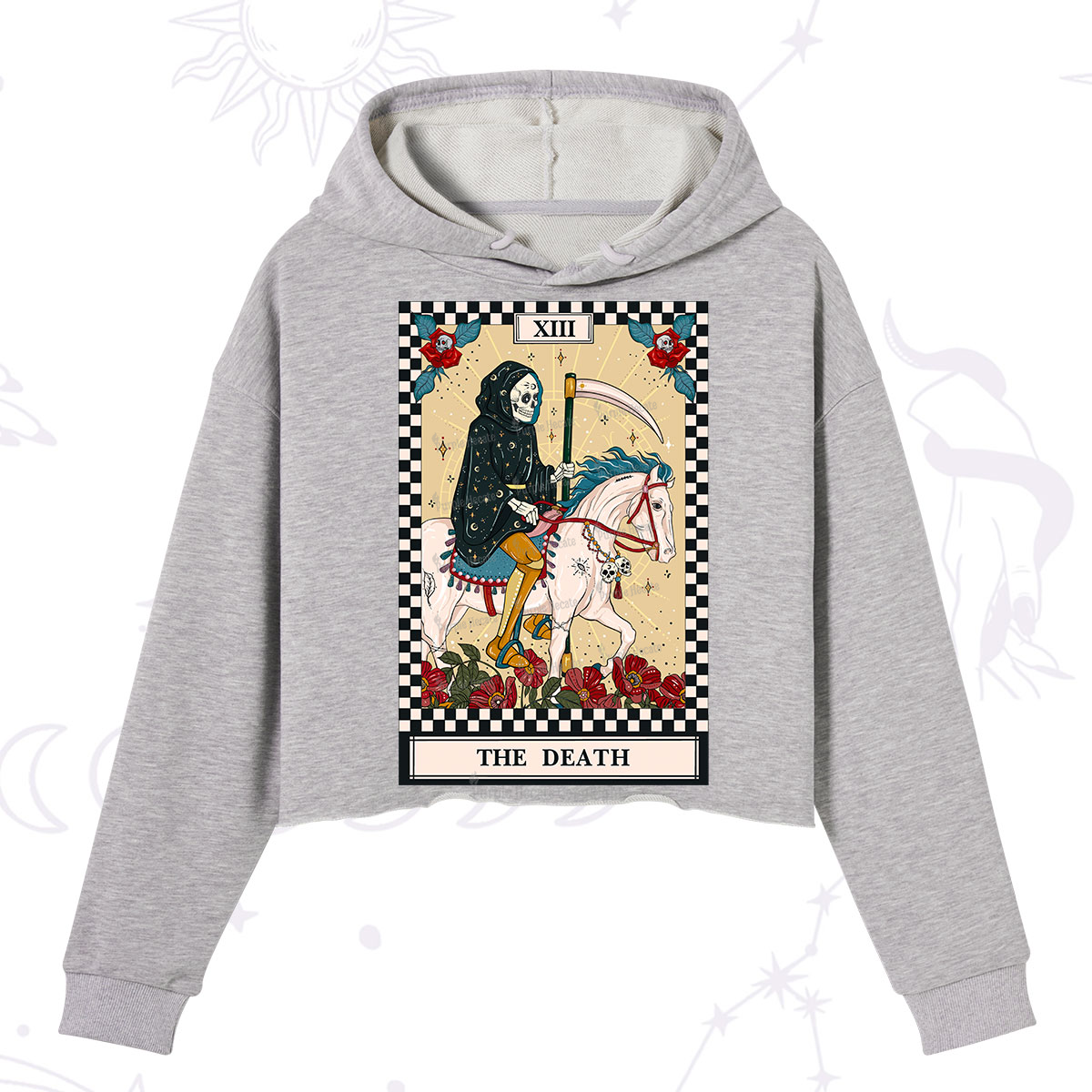 Purplehecate The Death Tarot Skeleton Crop Hoodie