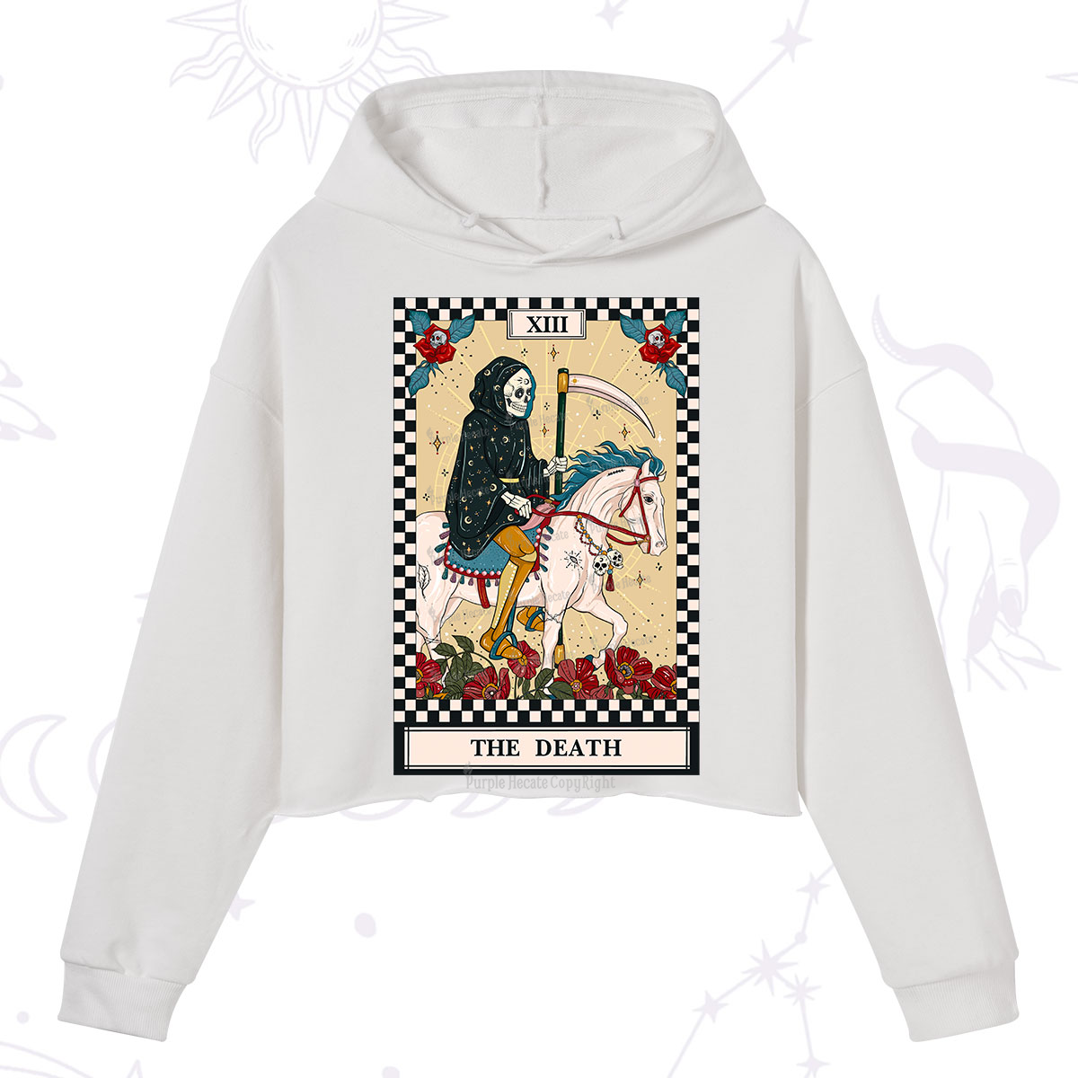 Purplehecate The Death Tarot Skeleton Crop Hoodie