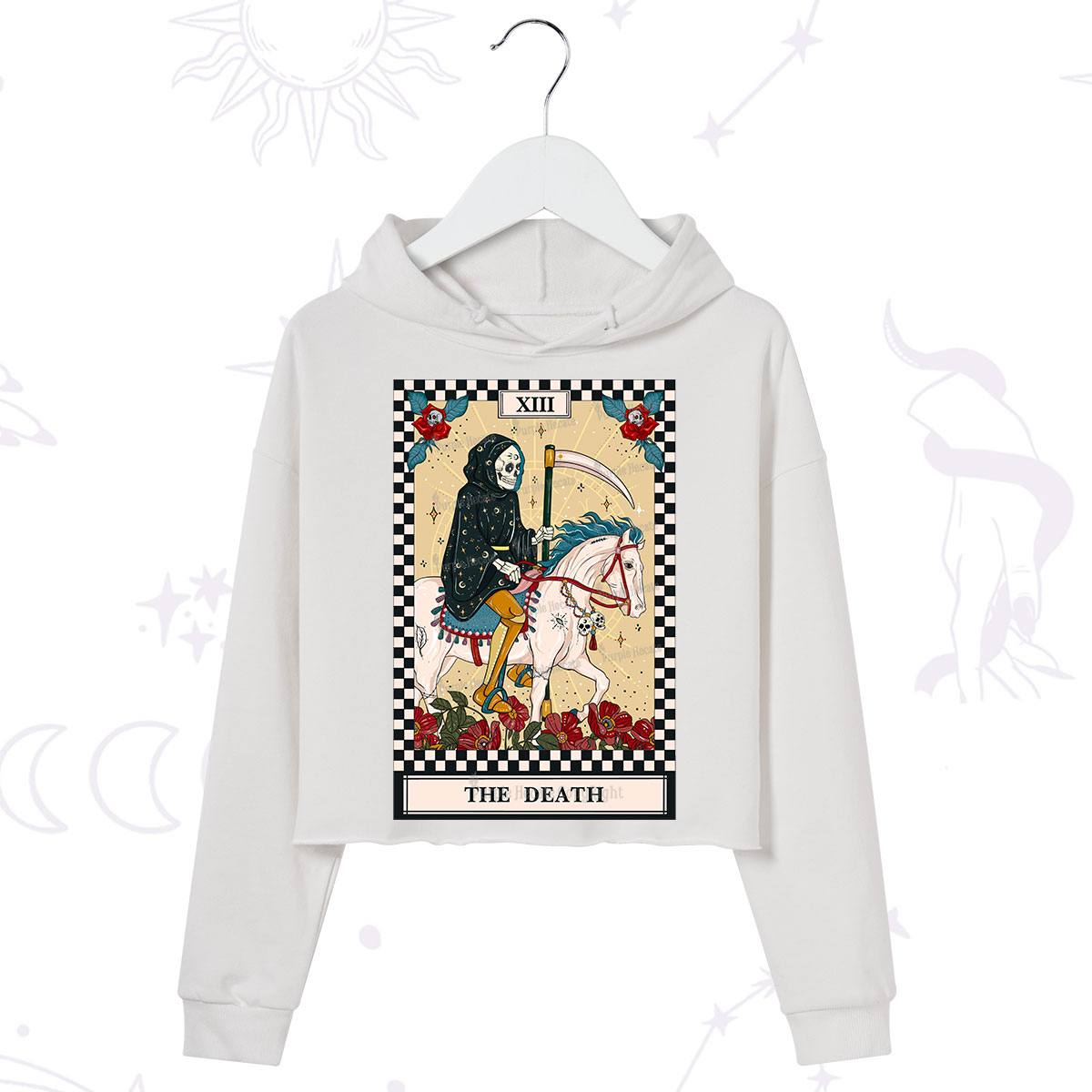 Purplehecate The Death Tarot Skeleton Crop Hoodie