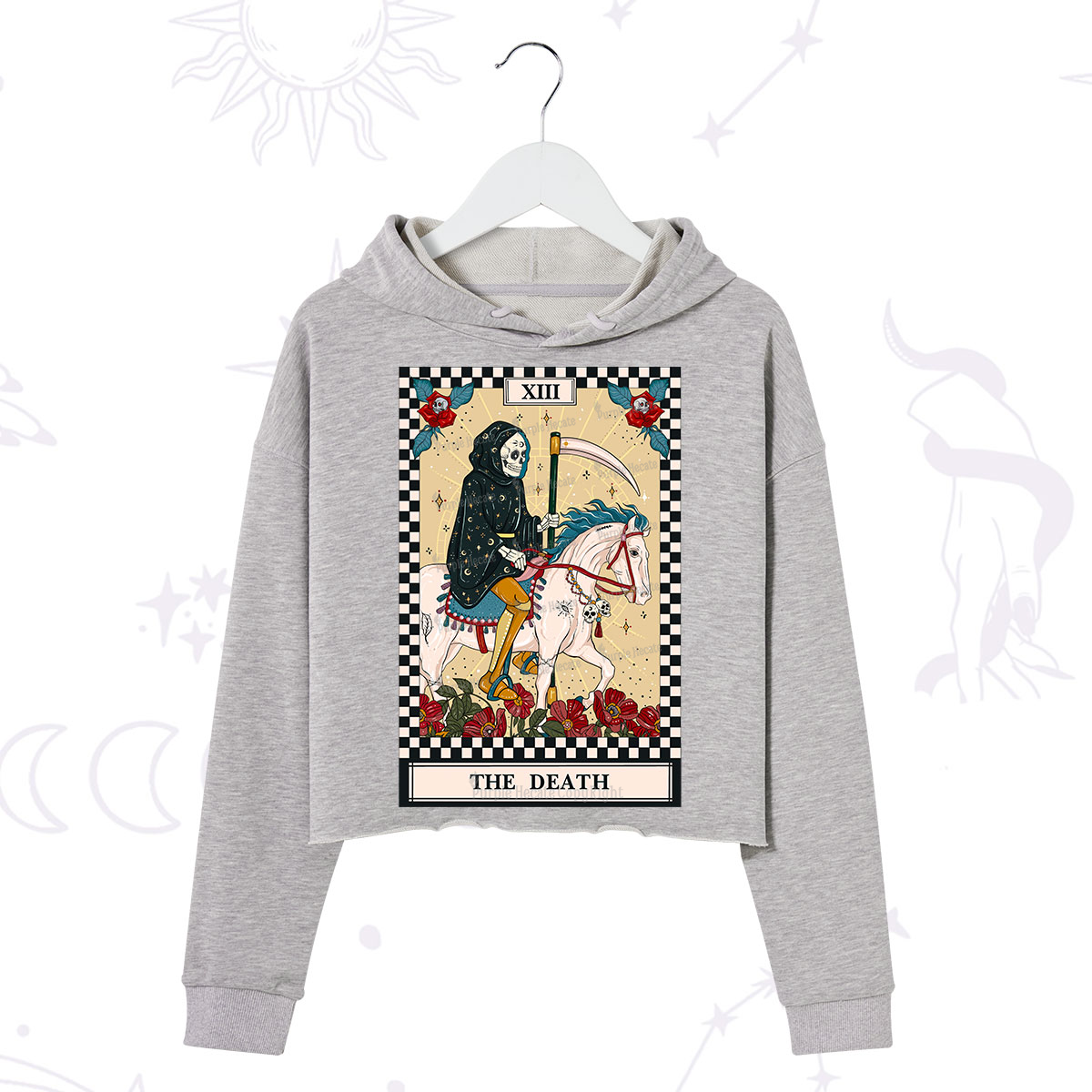 Purplehecate The Death Tarot Skeleton Crop Hoodie