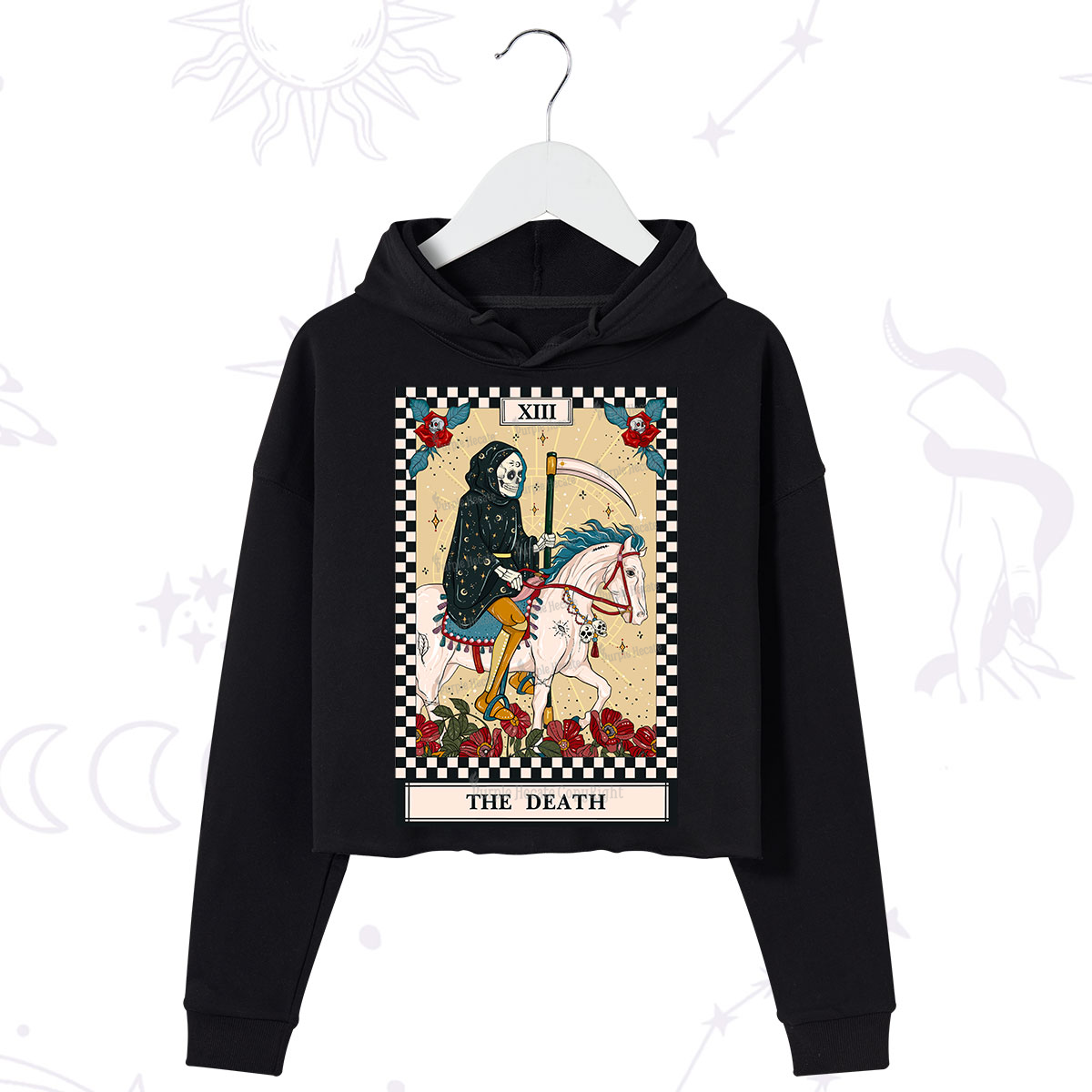 Purplehecate The Death Tarot Skeleton Crop Hoodie