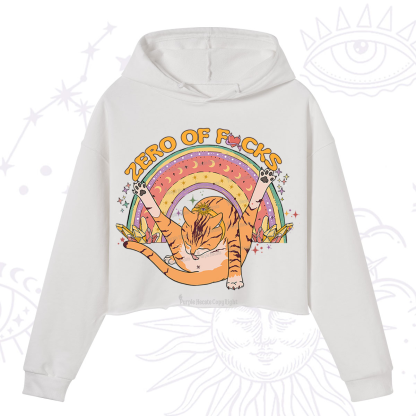 Purplehecate The Zero Fucks Cat Crop Hoodie