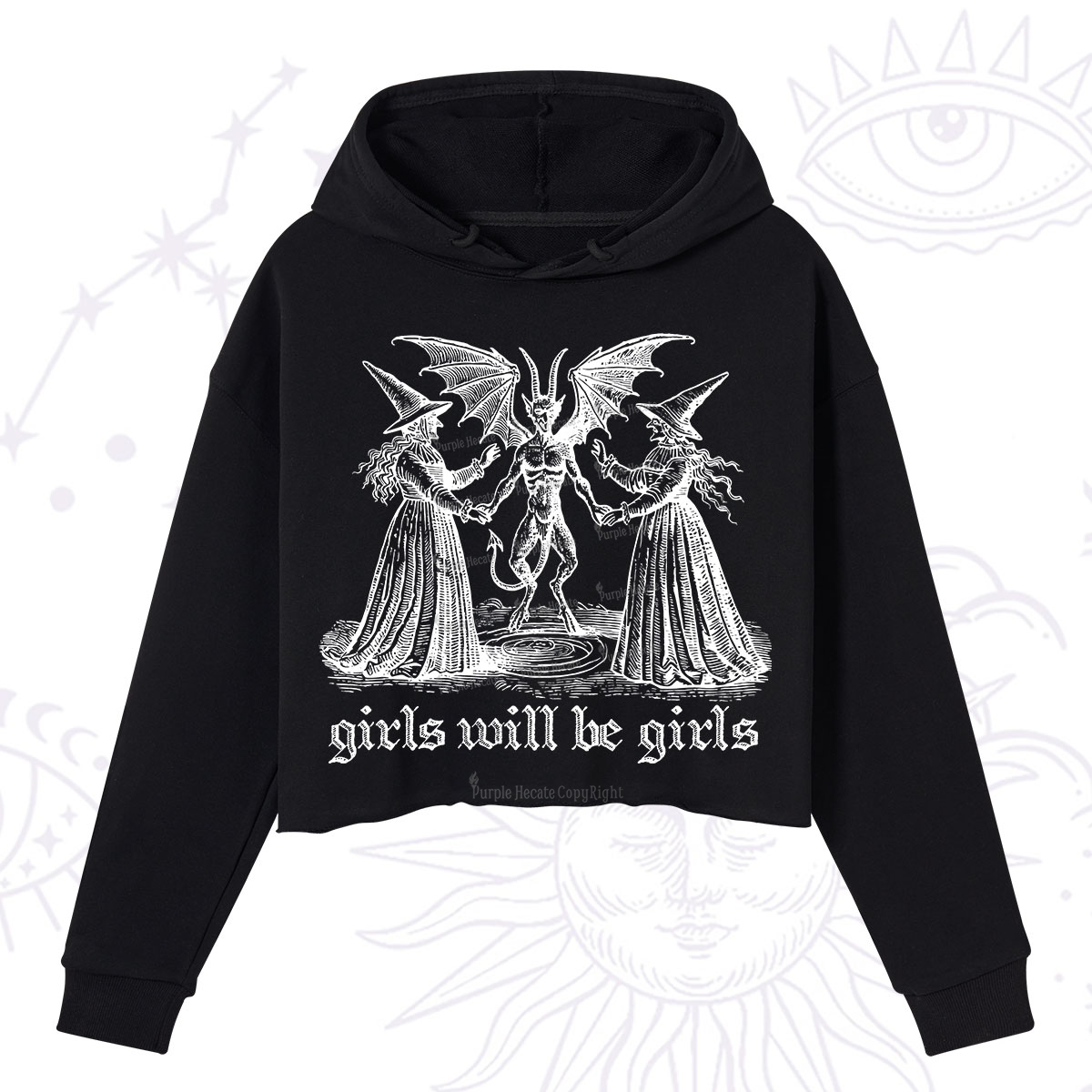 Purplehecate Witch Girls Will Be Girls Crop Hoodie