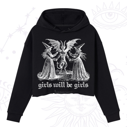 Purplehecate Witch Girls Will Be Girls Crop Hoodie