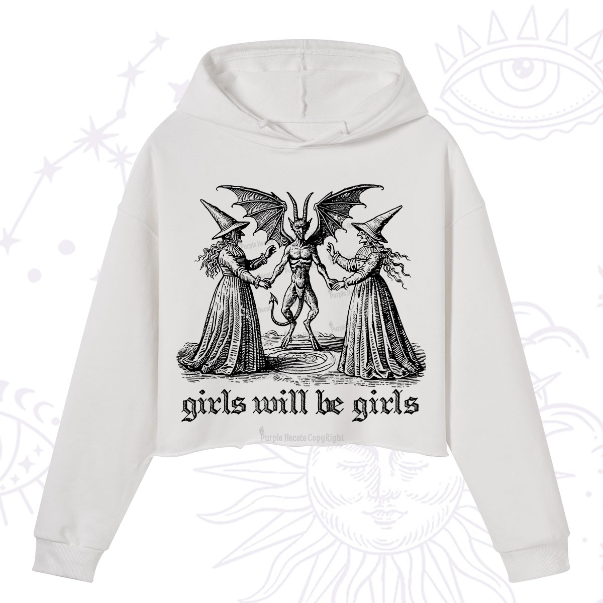 Purplehecate Witch Girls Will Be Girls Crop Hoodie
