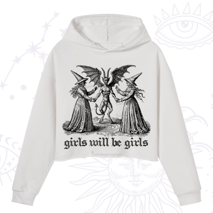 Purplehecate Witch Girls Will Be Girls Crop Hoodie