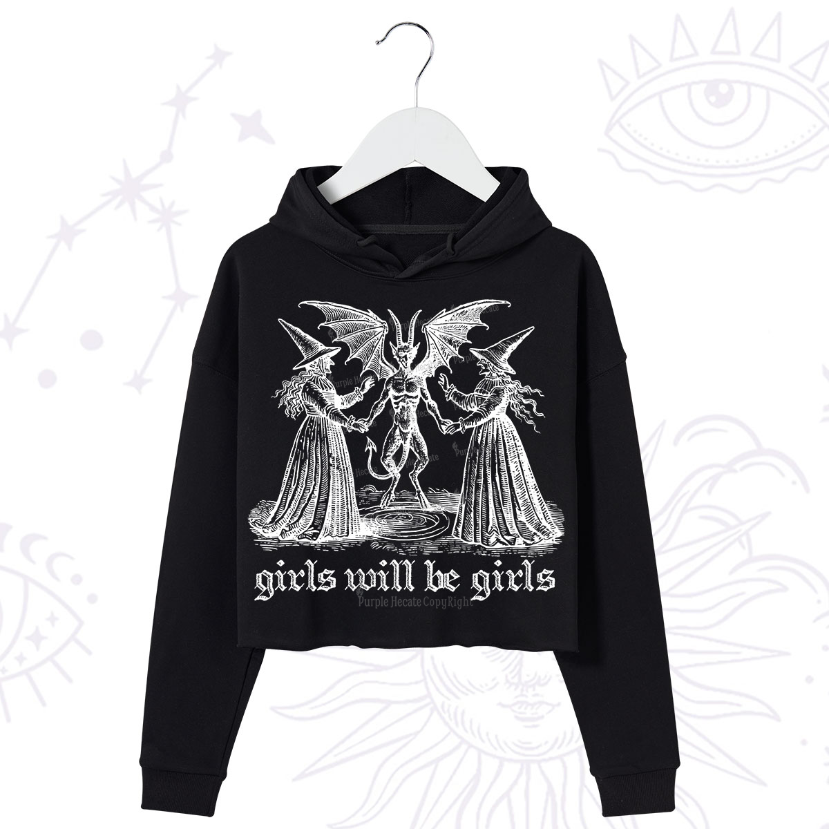 Purplehecate Witch Girls Will Be Girls Crop Hoodie