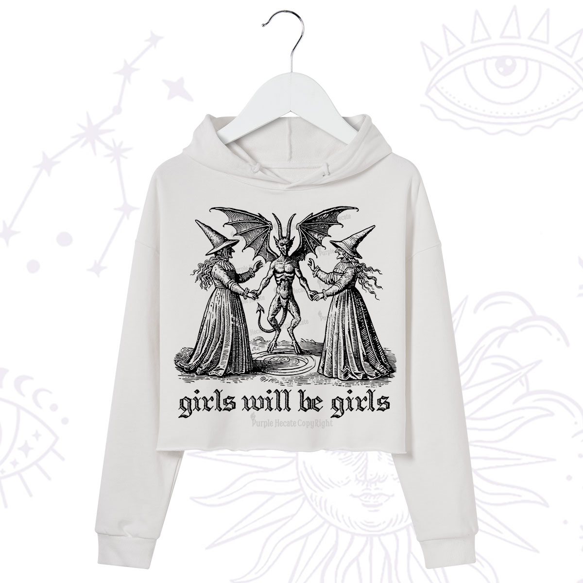 Purplehecate Witch Girls Will Be Girls Crop Hoodie