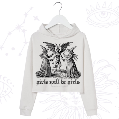 Purplehecate Witch Girls Will Be Girls Crop Hoodie
