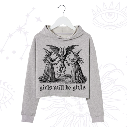 Purplehecate Witch Girls Will Be Girls Crop Hoodie
